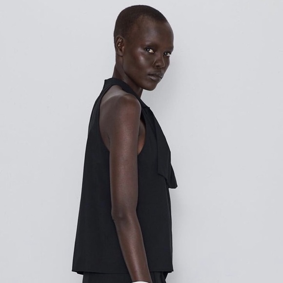 NEW!! Zara Poplin Top with Bow - Picture 4 of 11